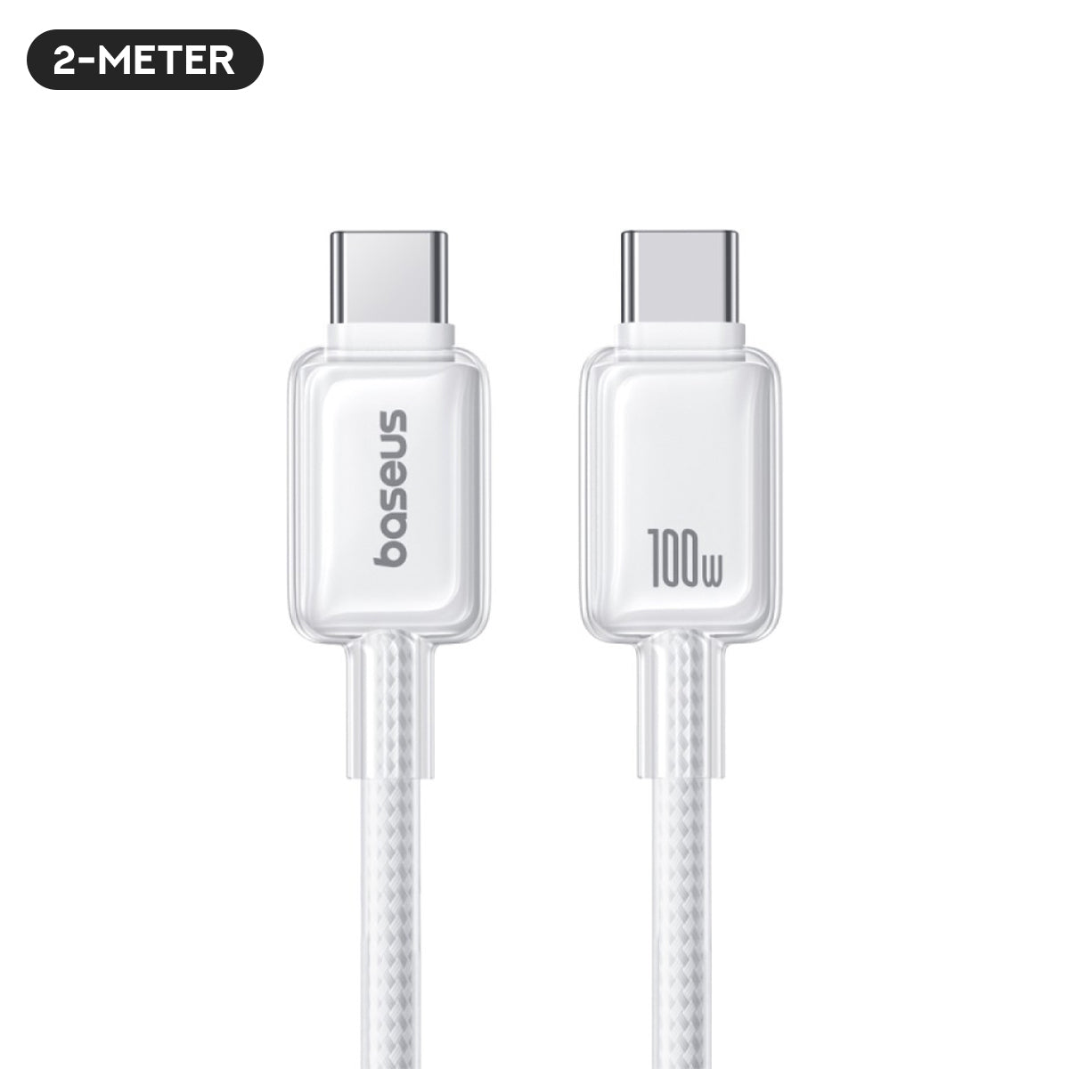Baseus Crystal Fast Charging Data Cable USB-A to USB-C 100W (Moon White) (1M , 2M)