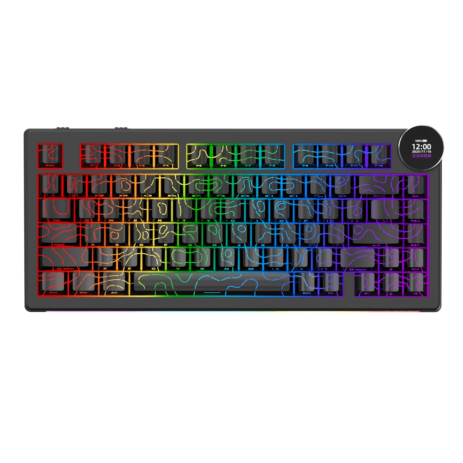 Ajazz AK820 V2 RGB Tri-Mode Mechanical Keyboard (Contour Lines Black)