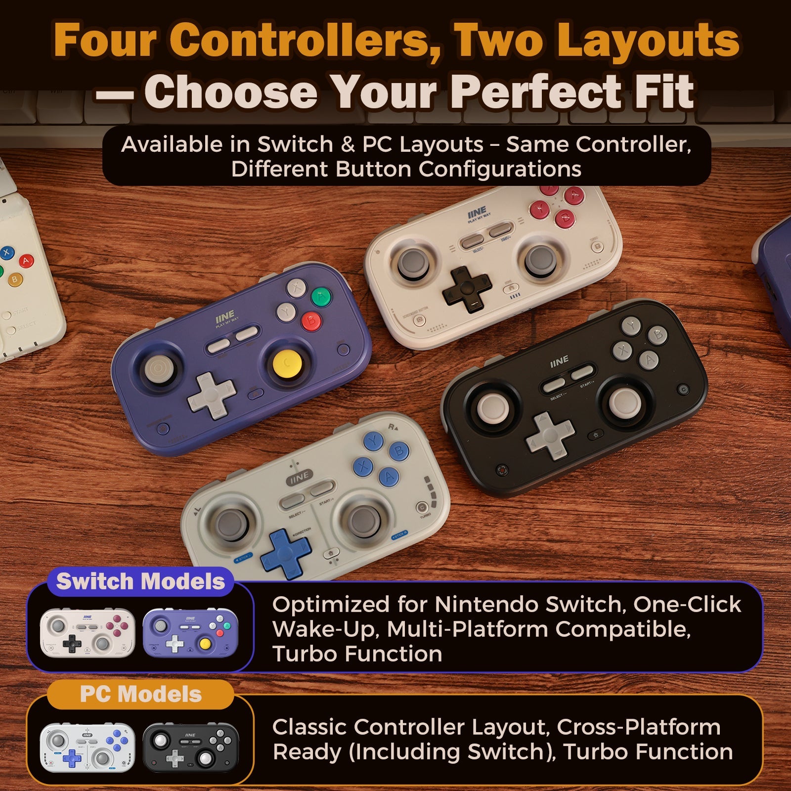 IINE Palm-Sized Retro Chronos Controller for Nintendo Switch