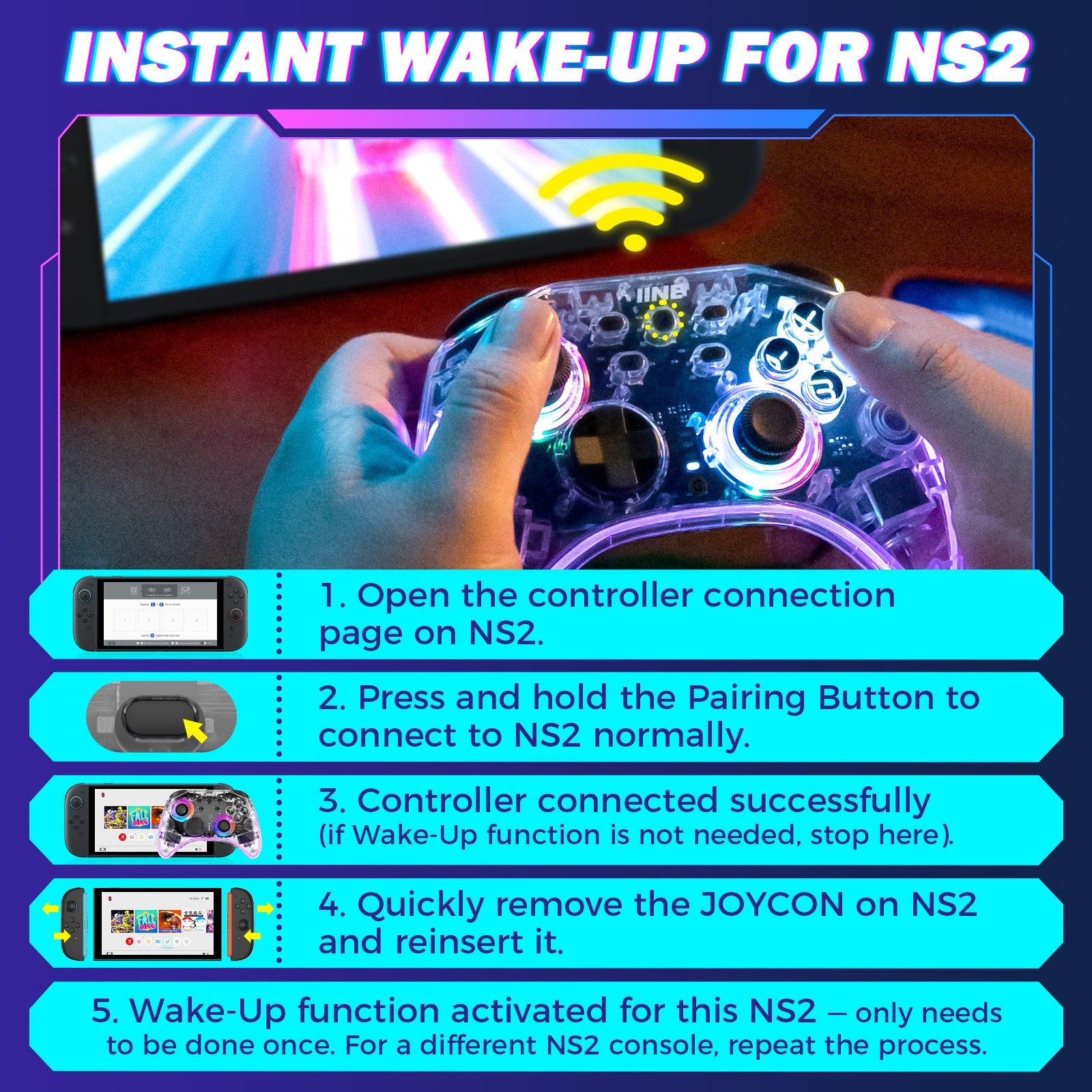 IINE Astraea Transparent Wireless Controller for NS / NS2 (L1260)