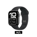 Apple Watch Series 10 GPS 42mm Aluminum Case with Black Sport Band - (Jet Black) (S/M, M/L) (MWWE3ZP/A, MWWF3ZP/A)