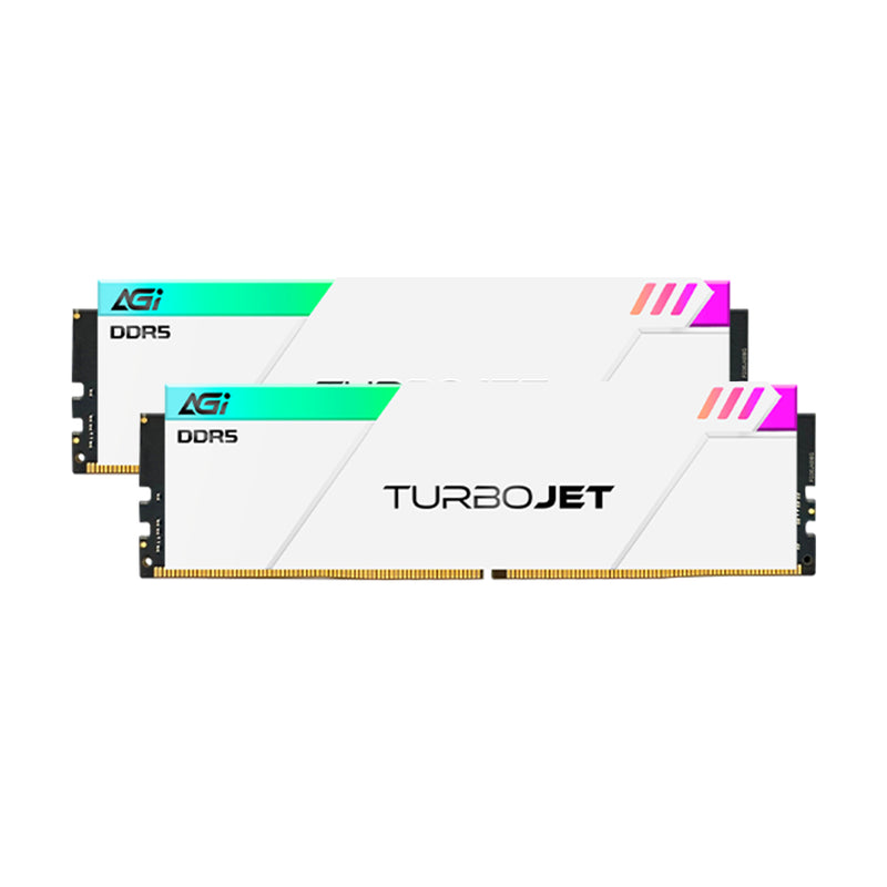 AGI TurboJet UD858 RGB 32GB (16GBx2) DDR5 7200MHz CL34 1.4V Gaming Memory Modules (Black, White)