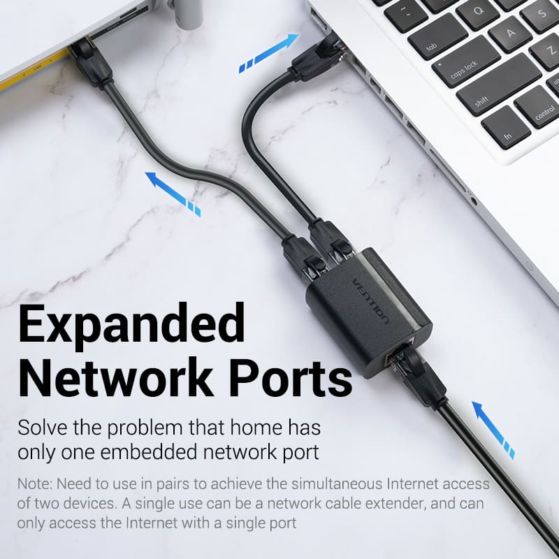 Vention RJ45 PVC Type Splitter Adapter (Black) (IPTB0)