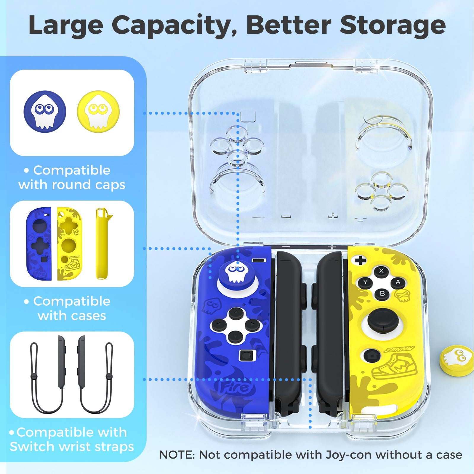 IINE Transparent Storage Case for Switch Joy-Con Controller Left Right (L992)