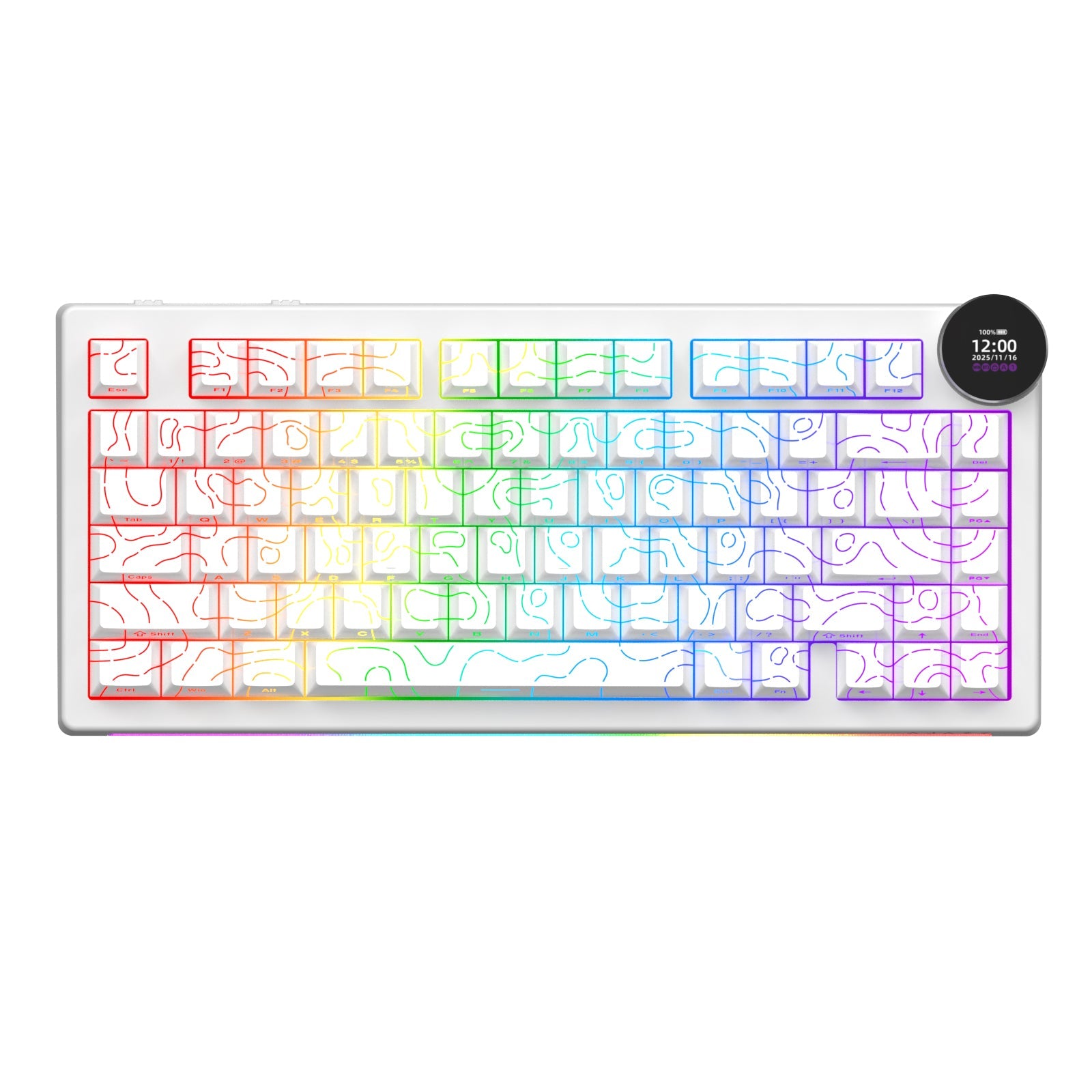 Ajazz AK820 V2 RGB Tri-Mode Mechanical Keyboard (Contour Lines White) (White Peach Switch)