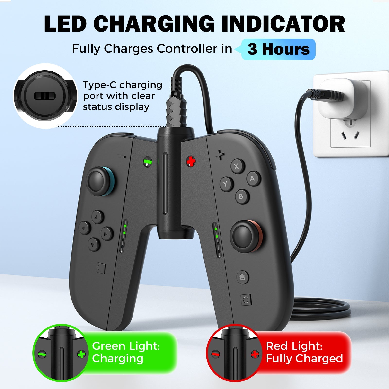 IINE Bridge-Shaped Charging Grip for Nintendo Switch 2 (Black) (L1155)