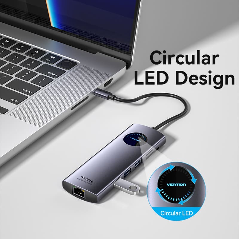 Vention 10-in-1 USB-C MST Docking Station - USB-C to HDMI x 2 + USB 3.0 x 2 + RJ45 + SD + TF + TRRS