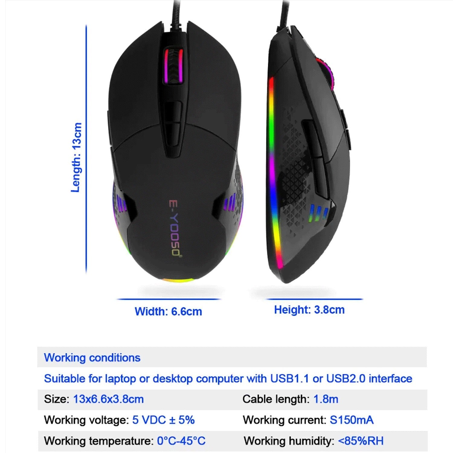 E-Yooso X-6 RGB Wired Gaming Mouse (Black)