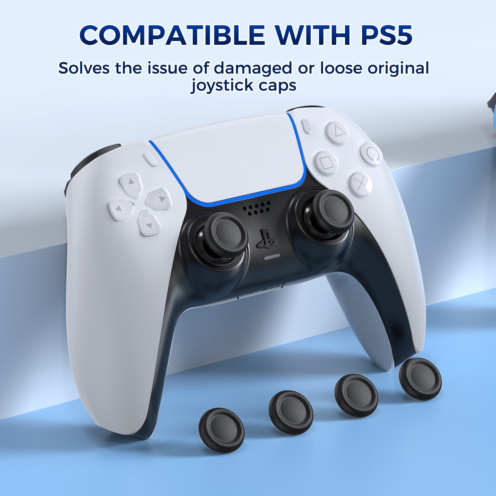 IINE Joystick Replacement Caps for PS5 Controller (Black) (L1053)