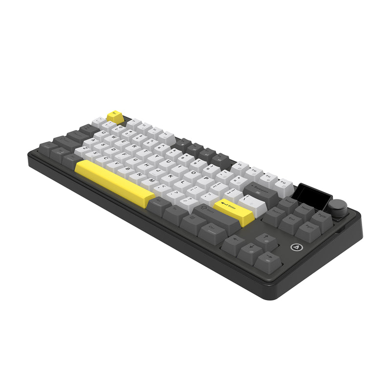 Ajazz AK870 RGB Tri-Mode 87-Keys TKL Gasket-mounted Hot Swappable Mechanical Keyboard (Black/Grey/Yellow) (Flying Fish Switch)