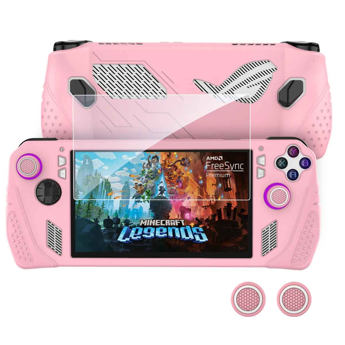 IINE Silicone Protective Case For ROG Ally (Pink, Grey)