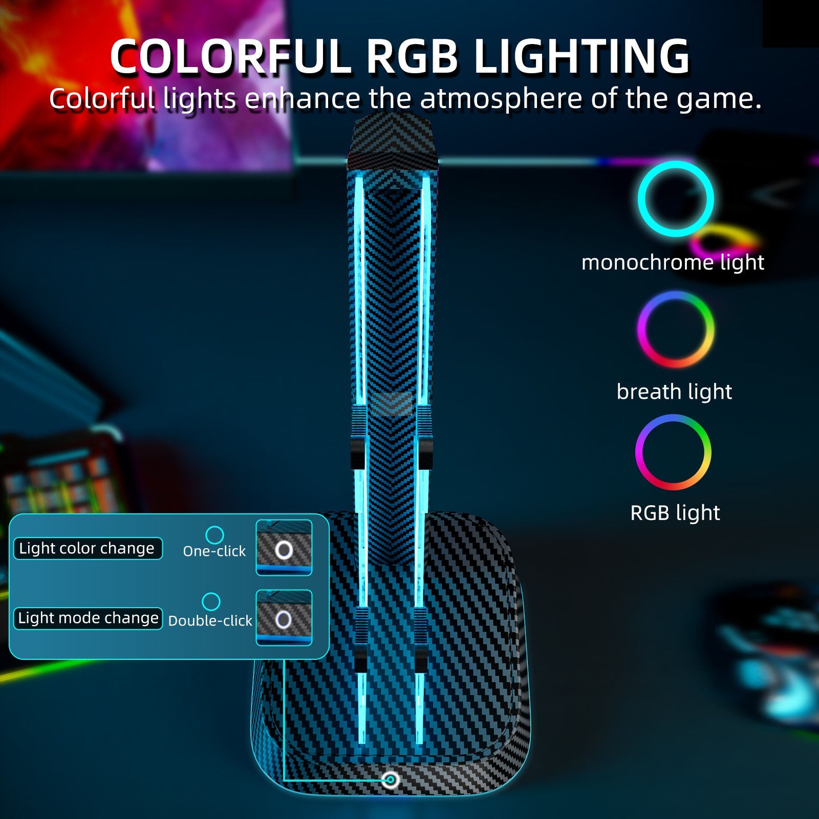 IINE RGB Universal Dual Controller Headset Holder Stand (Black) (L921) | DataBlitz