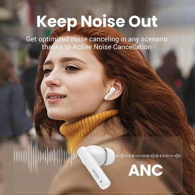 UGreen Hitune T3 Active Noise-Cancelling Wireless Earbuds (White) (WS106/90206) | DataBlitz