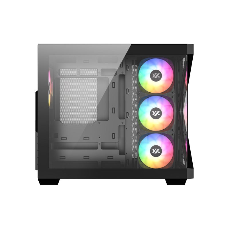 XYZ Qubex ATX PC Case with 4 Pre-Installed 120mm Pulsar ARGB Fans 