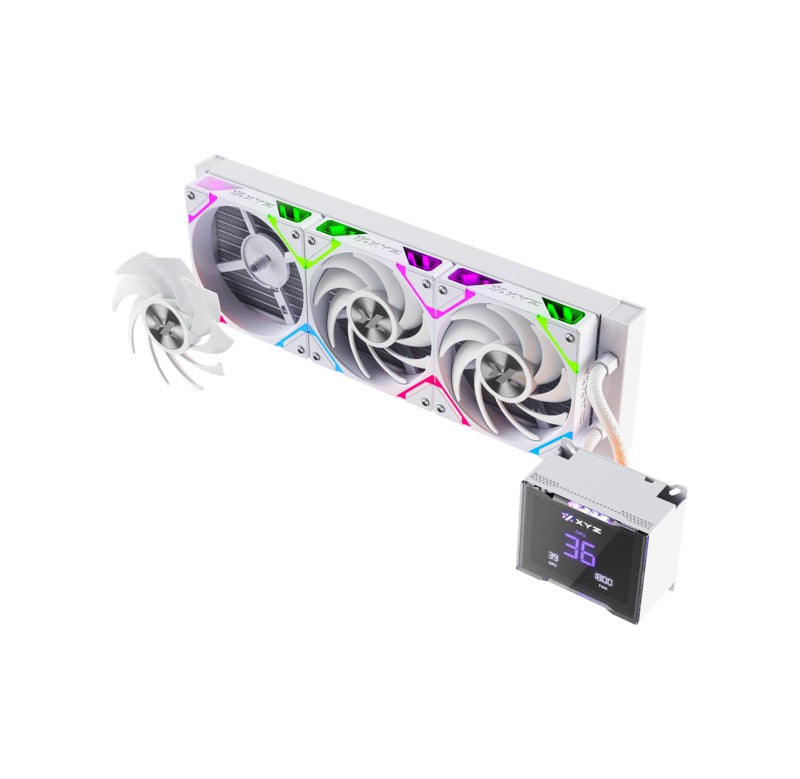 XYZ HydroTemp 360 ARGB Liquid Cooler with Temperature Display (Black, White)
