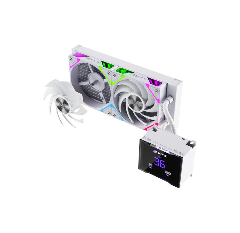 XYZ HydroTemp 240 ARGB Liquid Cooler with Temperature Display (Black, White)