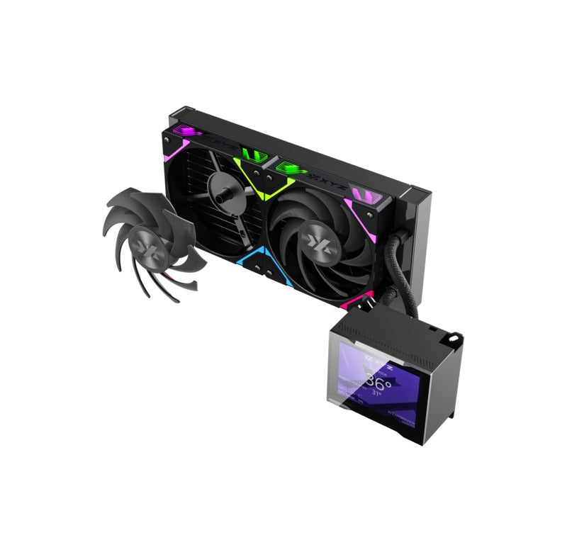 XYZ HydroView AIO 240 ARGB Liquid Cooler with Temperature Display (Black, White)
