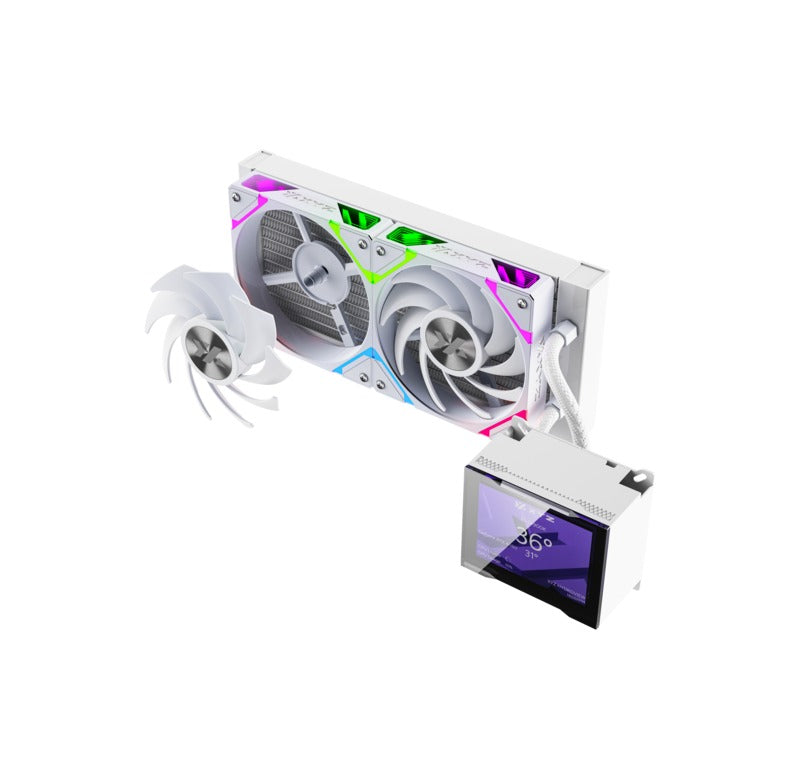 XYZ HydroView AIO 240 ARGB Liquid Cooler with Temperature Display (Black, White)