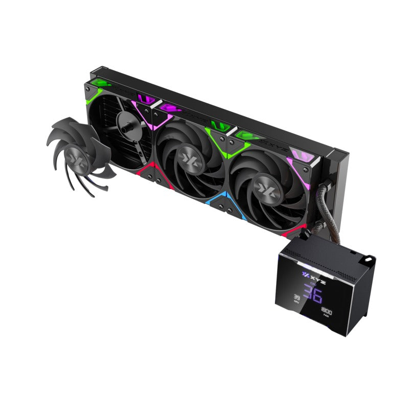 XYZ HydroTemp 360 ARGB Liquid Cooler with Temperature Display (Black, White)
