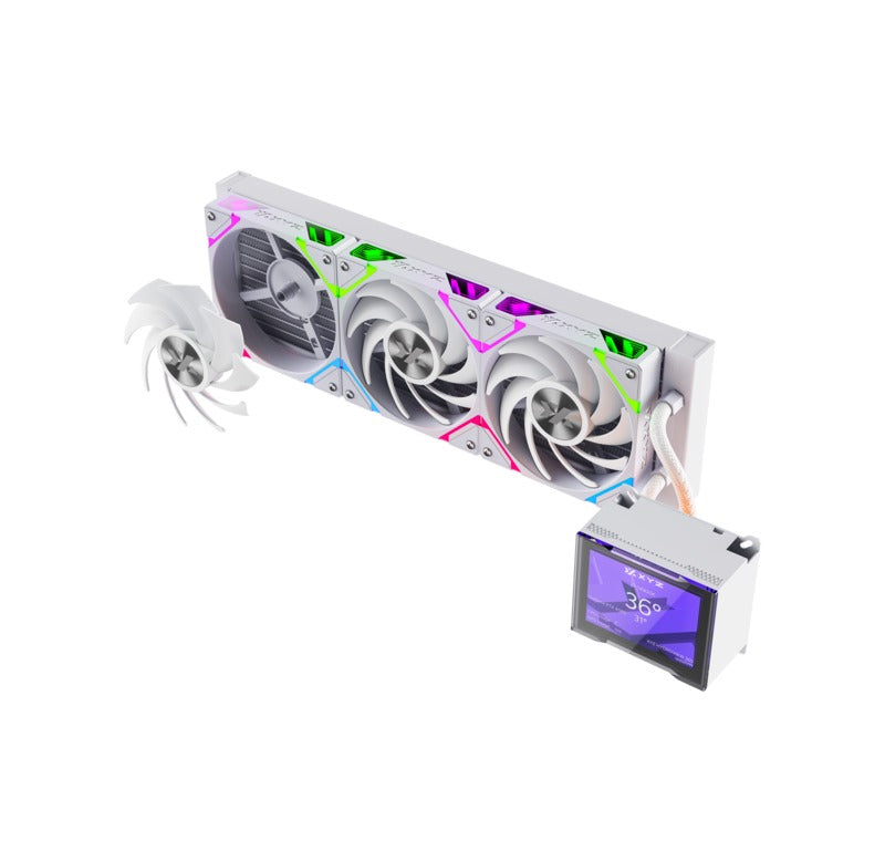 XYZ HydroView AIO 360 ARGB Liquid Cooler with Temperature Display (Black, White)