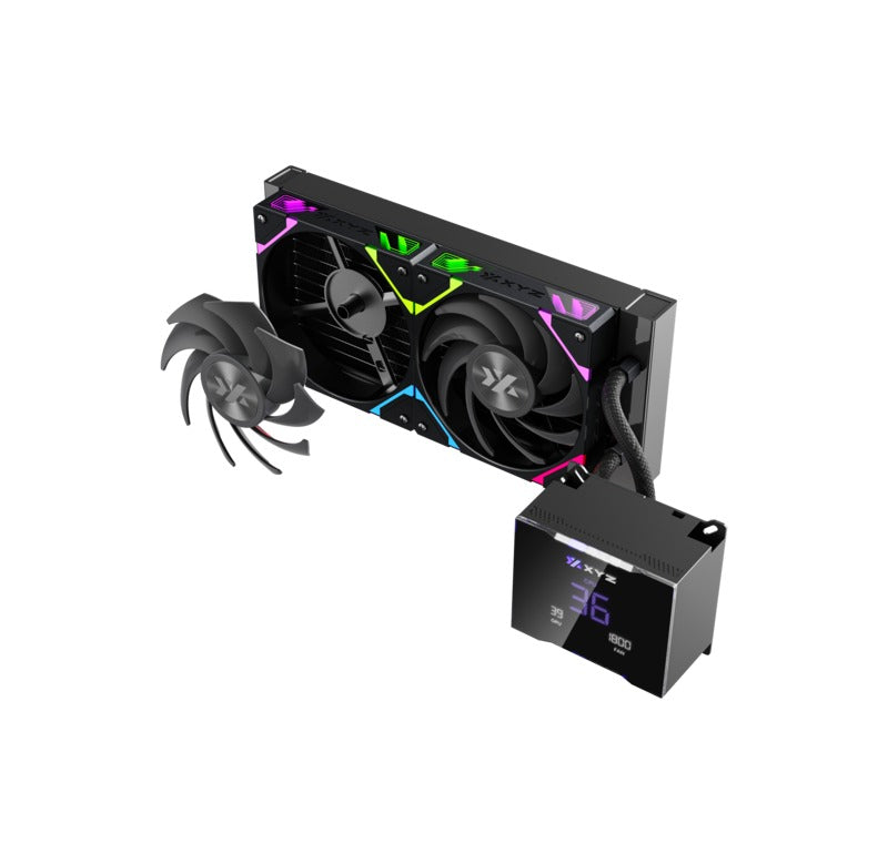 XYZ HydroTemp 240 ARGB Liquid Cooler with Temperature Display (Black, White)