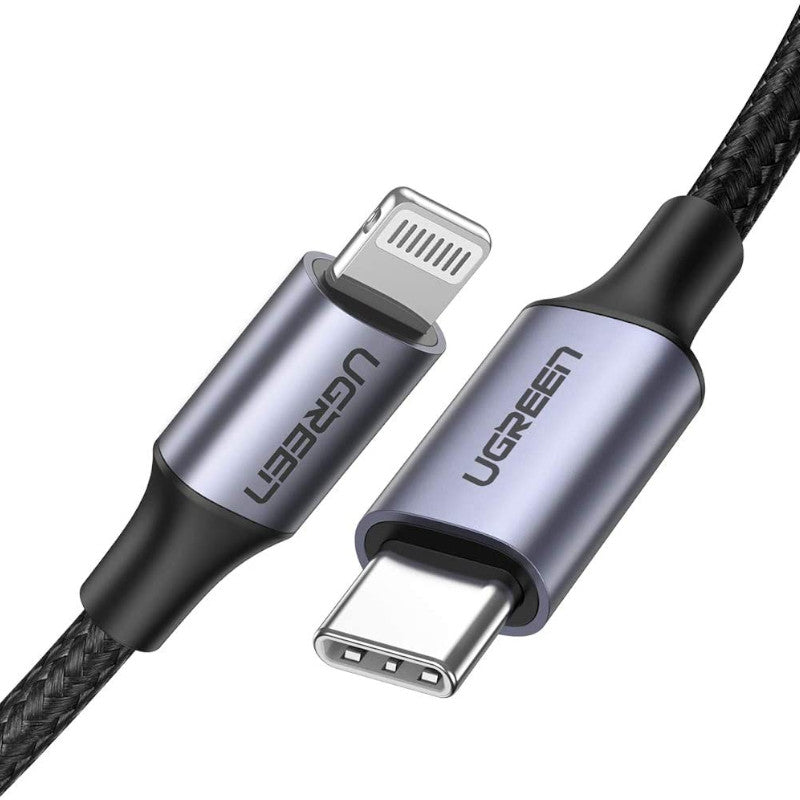 UGreen USB-C To Lightning Cable Aluminum Shell Braided 1m (Black) For Iphone/Ipad/Ipod | DataBlitz