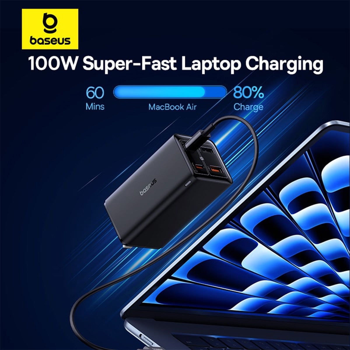Baseus GaN6 Pro Fast Charger 2C+2U 100W (Cluster Black) (P10162704113-00)