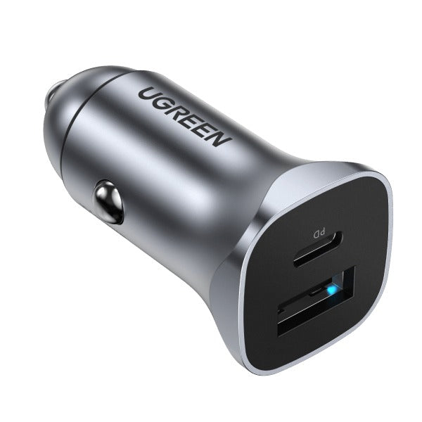 UGreen USB-C PD+USB-A QC 20W Fast Car Charger (Space Gray)