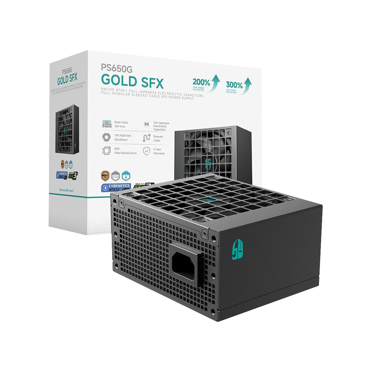 DeepCool PS650G 650W Gold Fully Modular SFX Power Supply (Cybenetics Platinum Certified