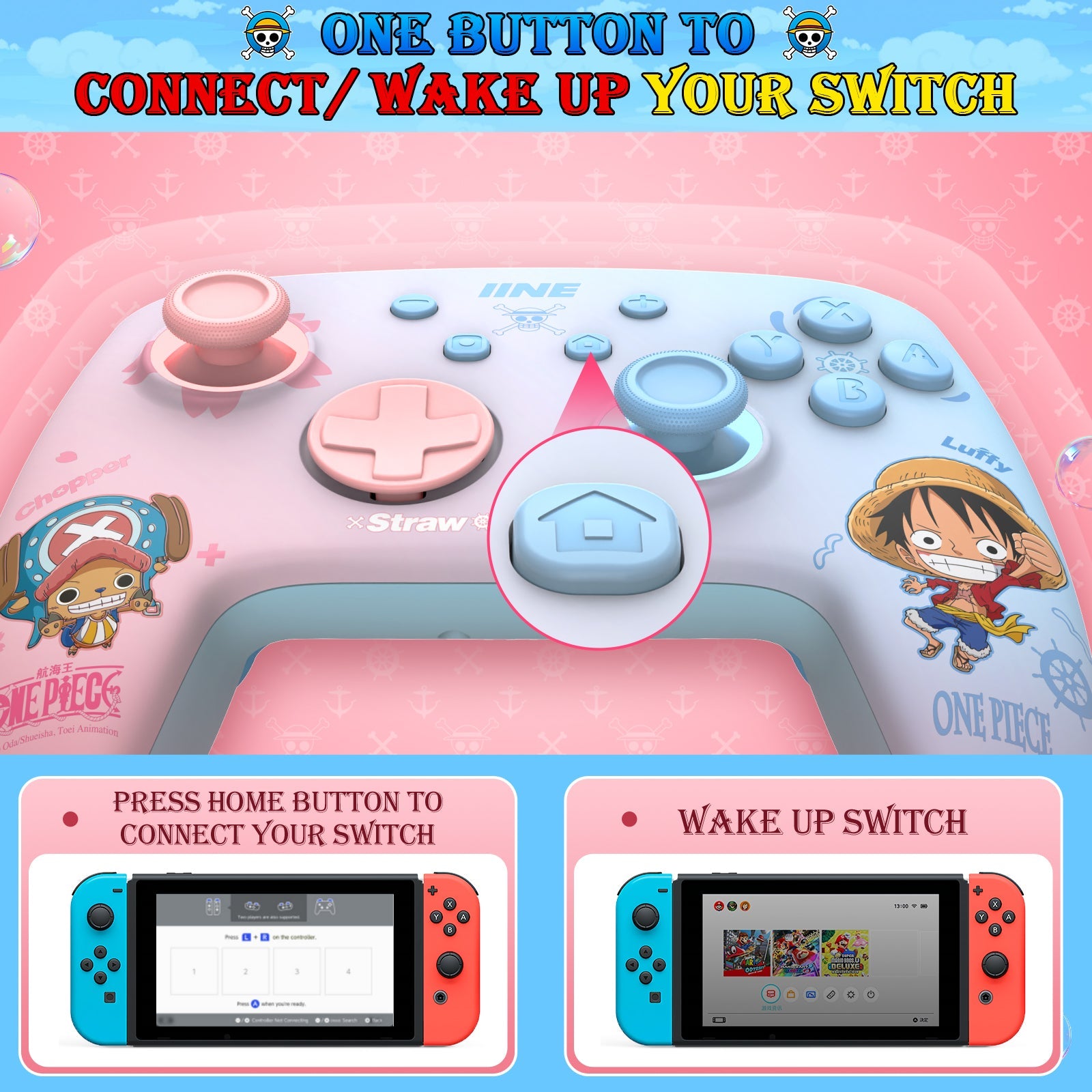IINE Wireless Controller for N-Switch / N-Switch Lite / N-Switch OLED (Luffy & Chopper) | DataBlitz