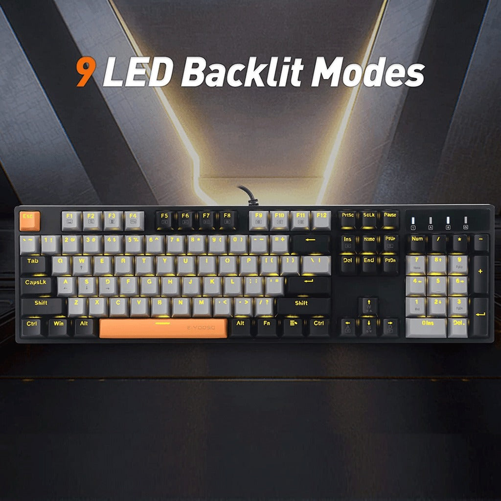 E-Yooso Z-14 Single Light 104 Keys Mechanical Keyboard Grey/Black (Red Switch)