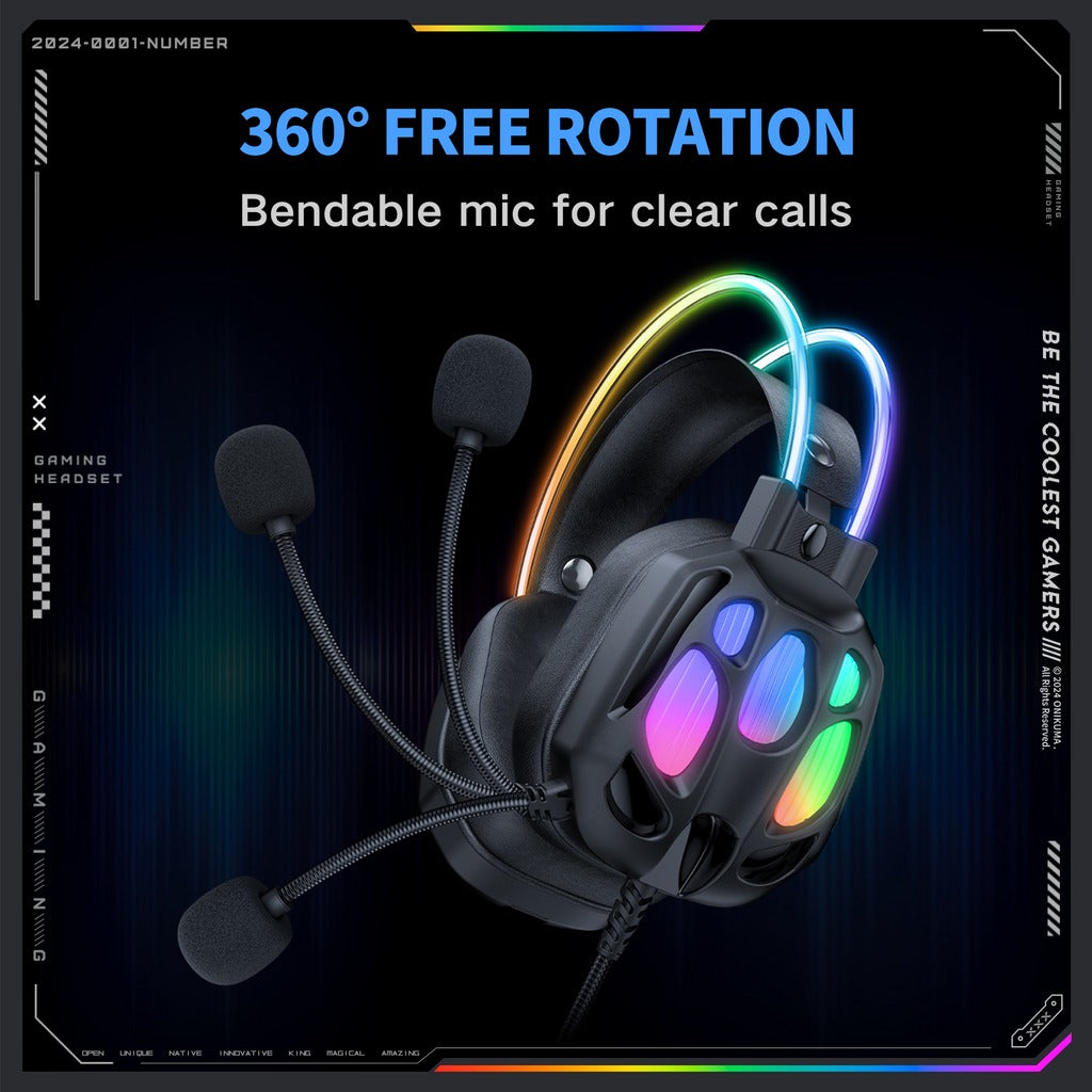 Onikuma X89 RGB Gaming Headphone with Noise-Cancelling Microphone