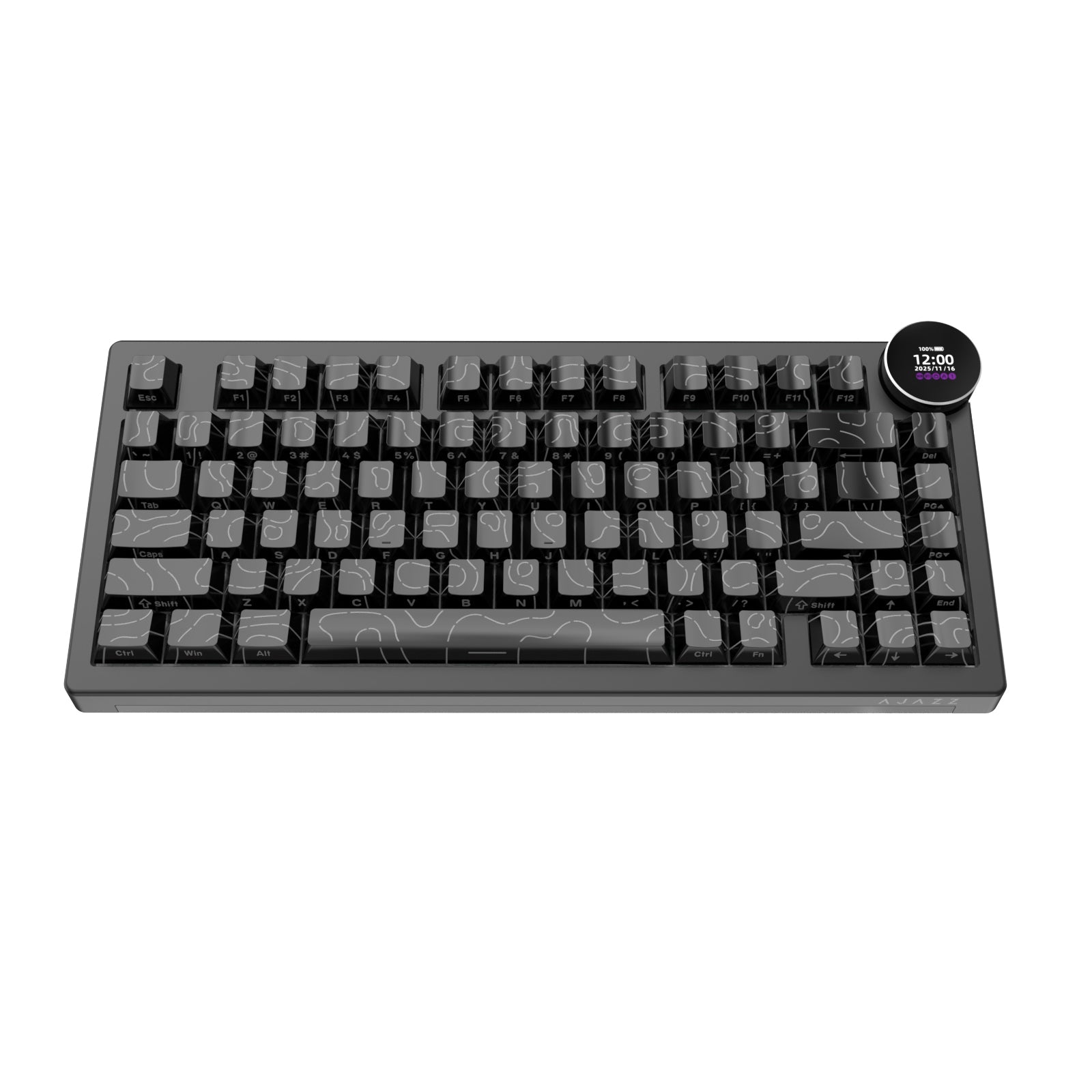 Ajazz AK820 V2 RGB Tri-Mode Mechanical Keyboard (Contour Lines Black)