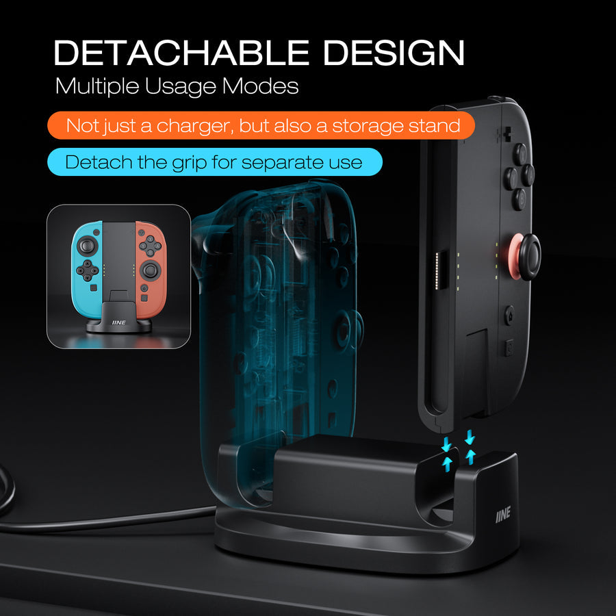 IINE 2-in-1 Charging Grip & Dock for Nintendo Switch 2 (Black) (L1106)