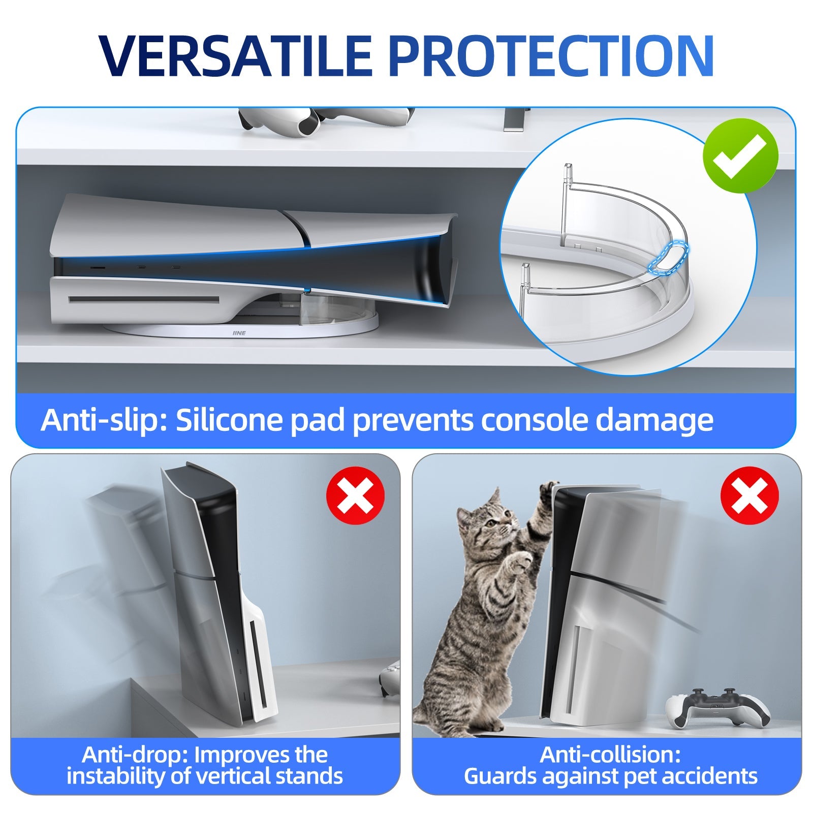 IINE Horizontal Stand for PS5 Slim (Transparent) (L985)