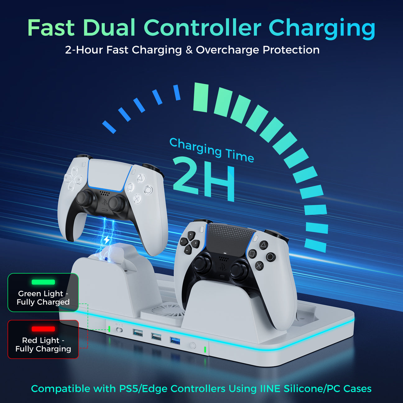 IINE Cooling Charging Station for PS5/PS5 Slim/PS5 Pro (L1061)