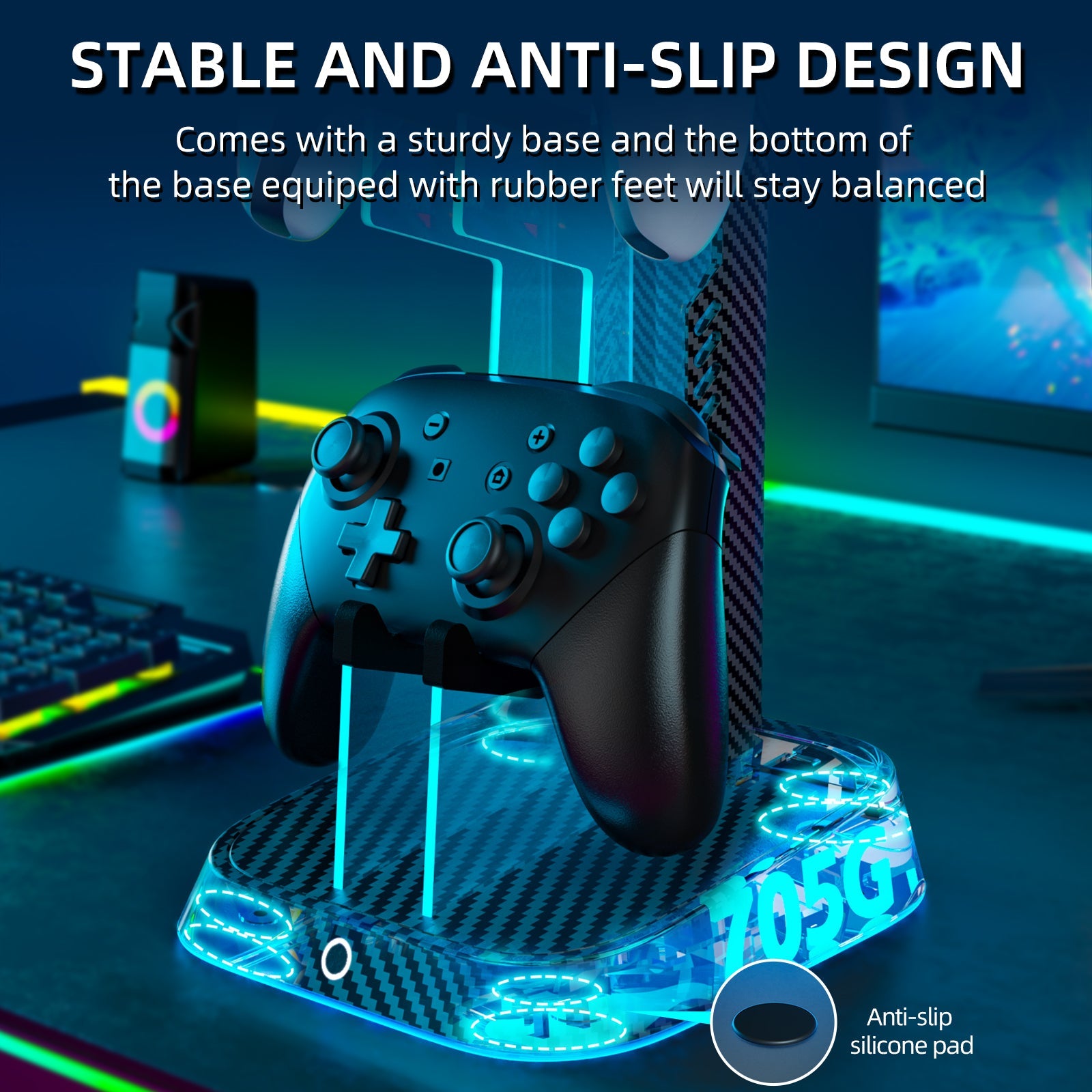 IINE RGB Universal Dual Controller Headset Holder Stand (Black) (L921) | DataBlitz