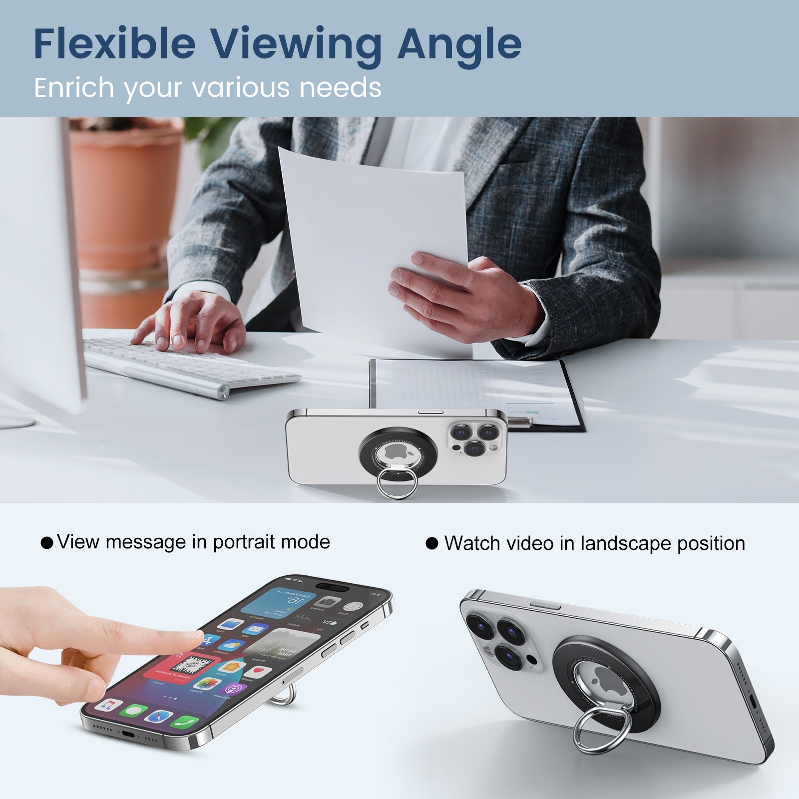 SODI BM350 Double-Sided Magnetic Phone Ring Holder Grip for iPhone