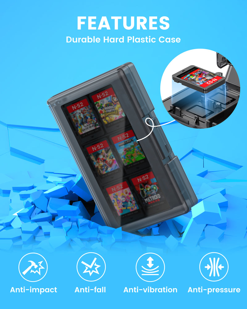 Transnovo 24-in-1 Game Card Storage Case for Nintendo Switch 2 (Transparent Black) (NS2-CC01)