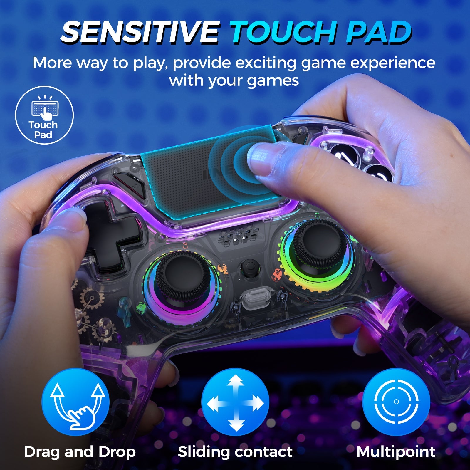 IINE Bastet Wireless Controller for PS4 / PC (Transparent) (L977)