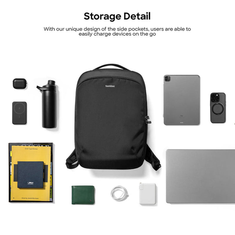 Tomtoc Explorer-T60 15.6" 15L Laptop Backpack (Black) (T60M1D1)