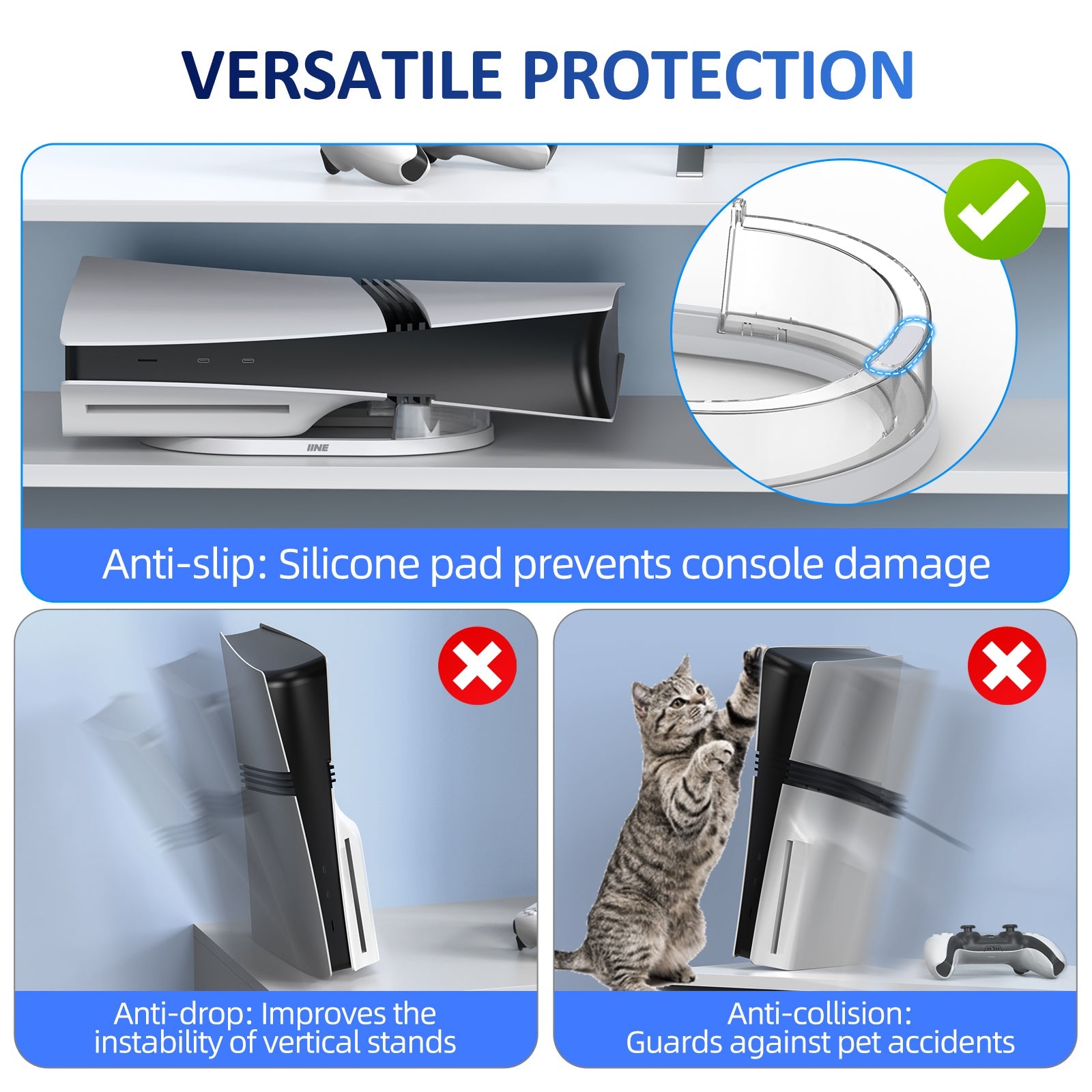 IINE Horizontal Stand for PS5 Pro (Transparent) (L1107)