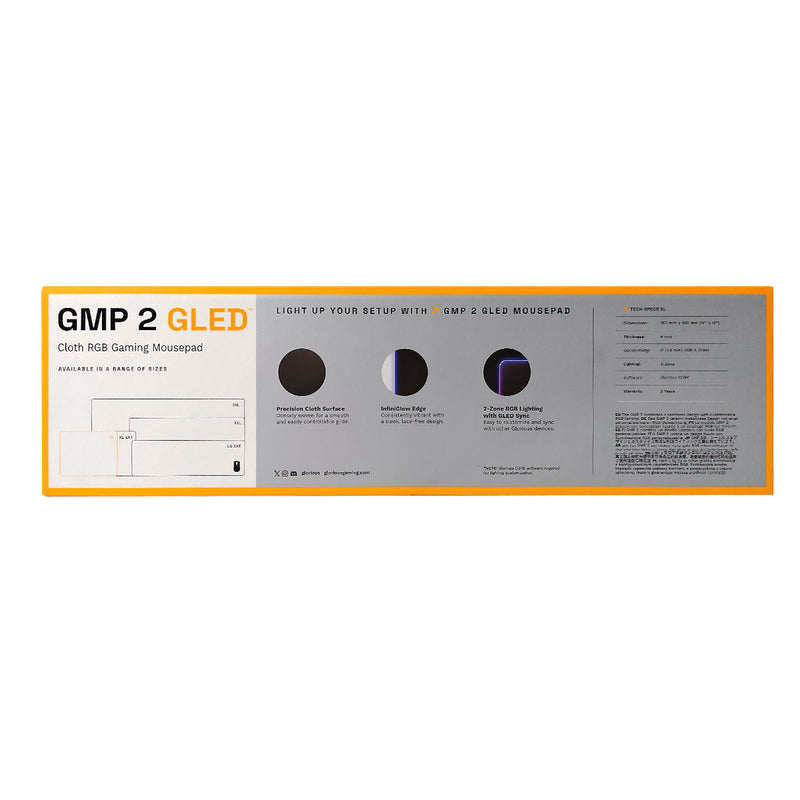 Glorious GMP 2 GLED RGB Cloth Gaming Mousepad - Black (XL, XXL, 3XL, Large Extended, XL Extended)