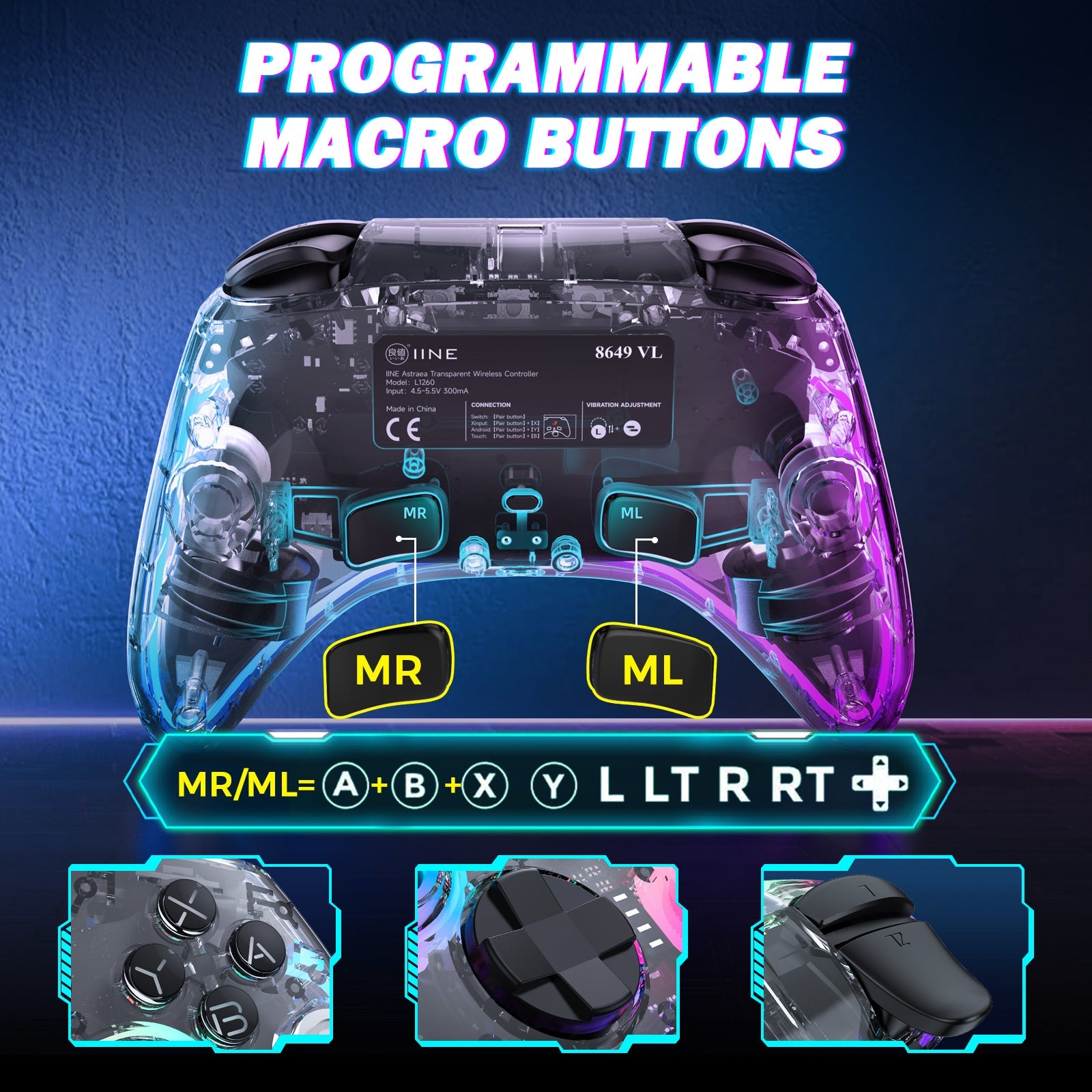 IINE Astraea Transparent Wireless Controller for NS / NS2 (L1260)