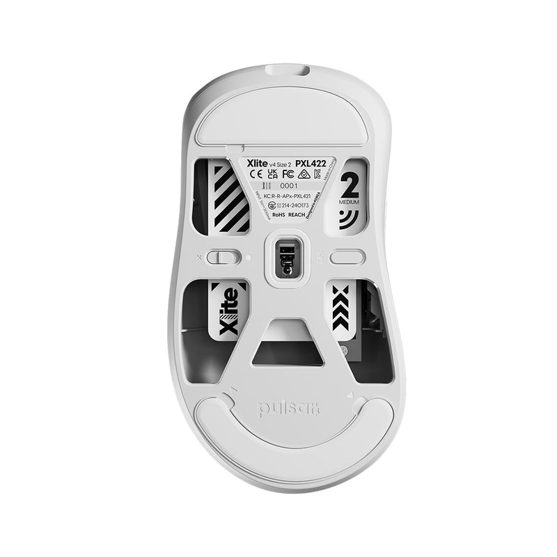 Pulsar Xlite V4 Ultralight Weight eSports Mouse Size 2 (White, Black) (PXL422, PXL421)