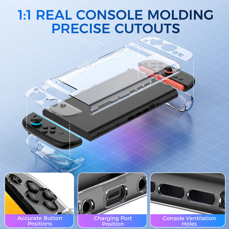 IINE PC Protective Case Set with Rasied Back for Nintendo Switch 2