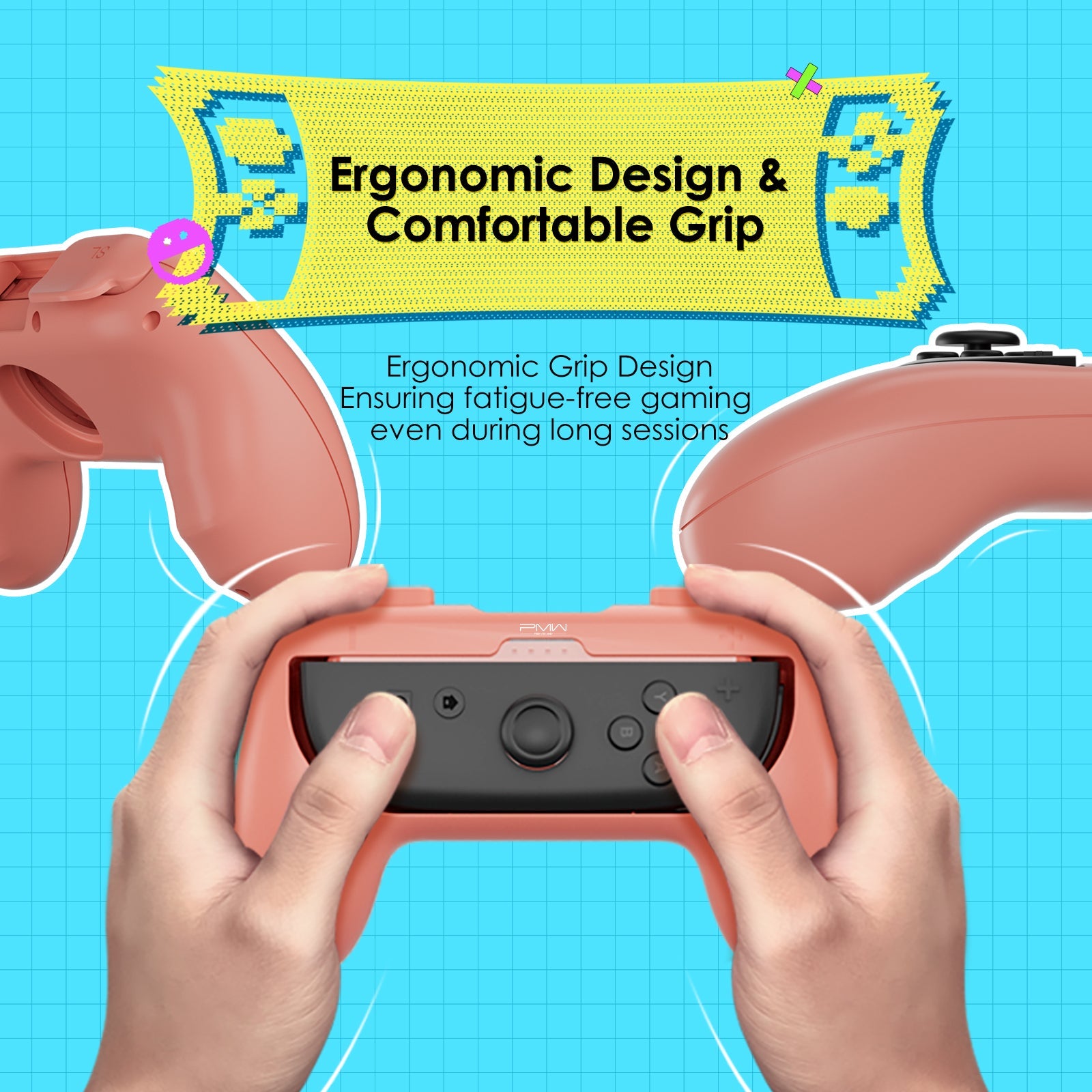 PMW Controller Grips for Nintendo Switch 2 / Nintendo Switch (Blue/Orange) (L1144)