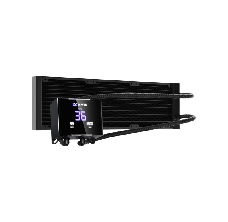 XYZ HydroTemp 360 ARGB Liquid Cooler with Temperature Display (Black, White)