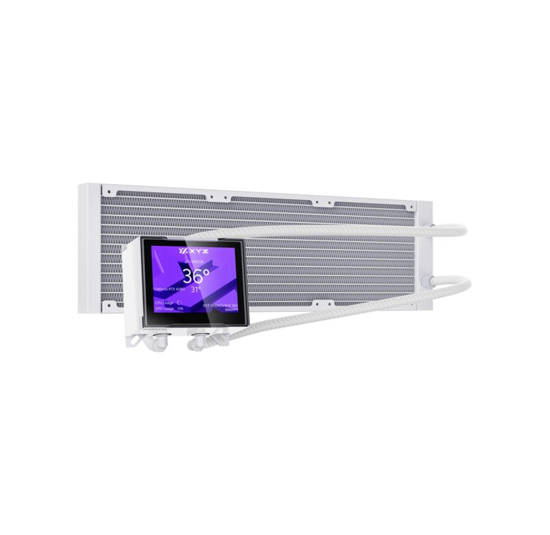 XYZ HydroView AIO 360 ARGB Liquid Cooler with Temperature Display (Black, White)