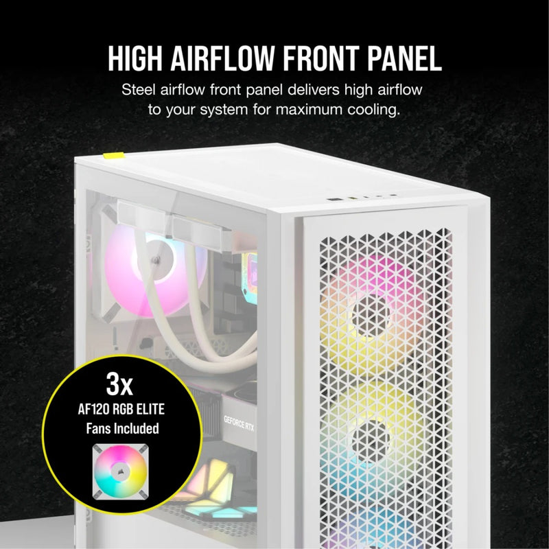 Corsair iCue 4000D RGB Airflow Mid-Tower ATX PC Case (White)
